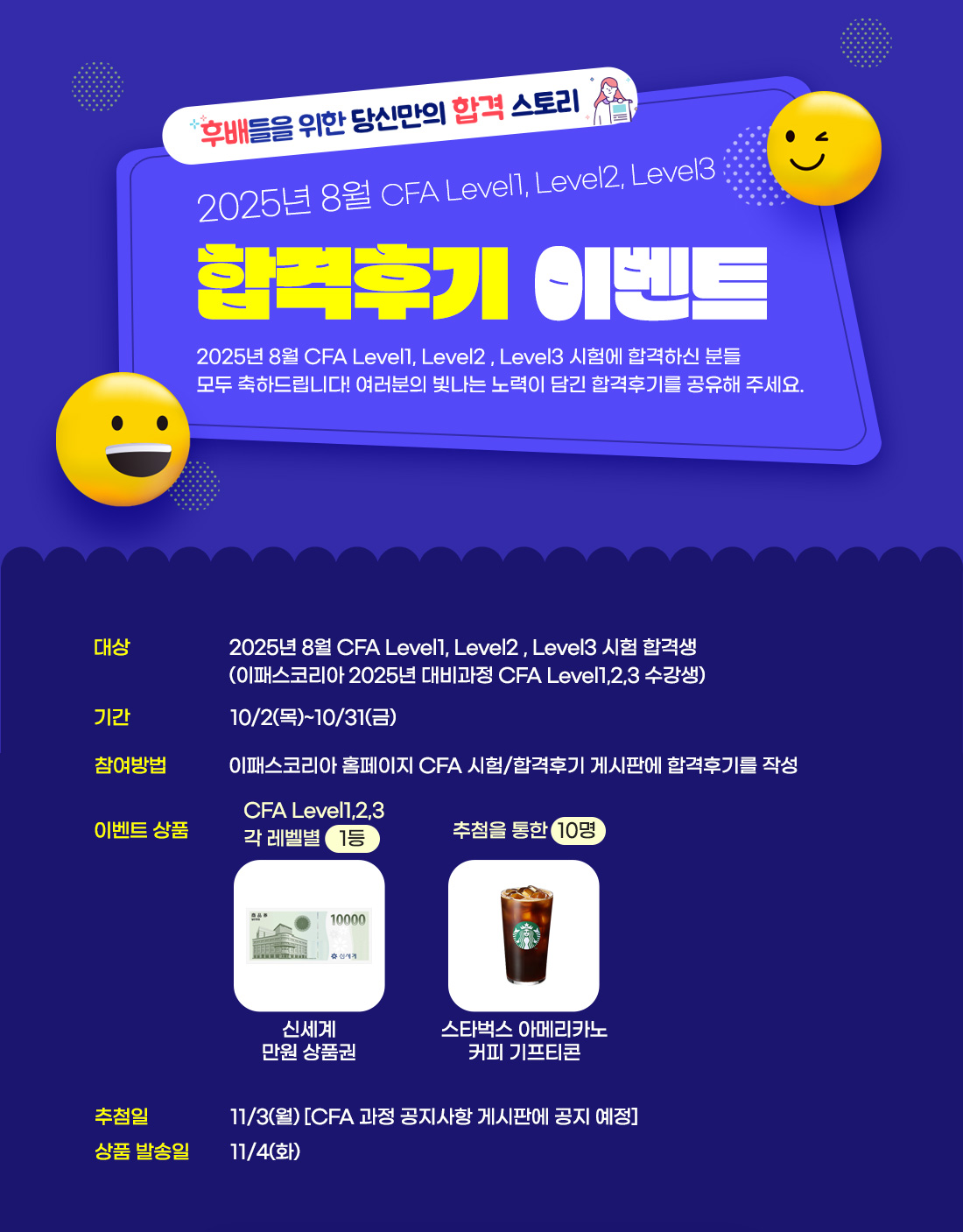 CFA Level1,2 합격후기 이벤트